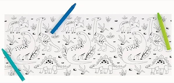 Boy Dino Coloring Rolls and Crayons (x3u)