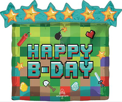 SUPER SHAPE PIXEL PARTY HAPPY BIRTHDAY