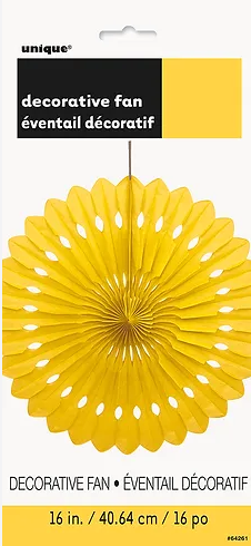 PAPER FAN 16" 1CT YELLOW