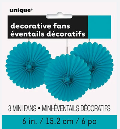 PAPER FANS 6 CARIBBEAN TEAL