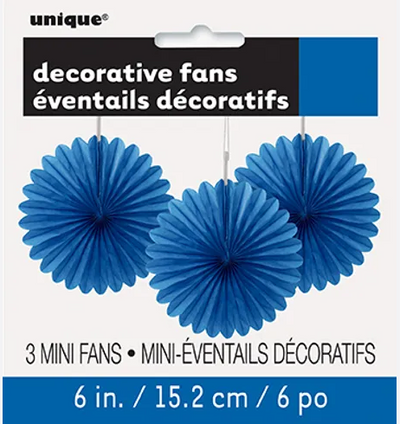 PAPER FANS 6 ROYAL BLUE