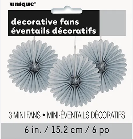 PAPER FANS 6 SILVER – Fiesta Warehouse