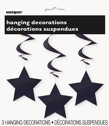 Star Hanging Black 3pcs