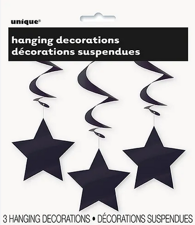 Star Hanging Black 3pcs