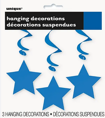 Star Hanging Swirl Royal Blue 3pcs