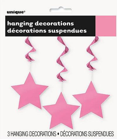 Star Hanging Hot Pink 3pcs