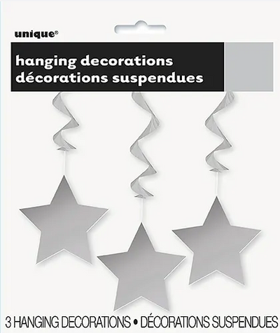 Star Hanging Silver 3pcs