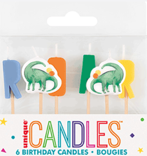 PARTYING DINOSAUR PICK CANDLES