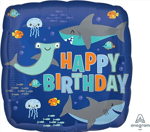 18" HAPPY BDAY SHARKS