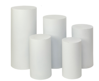 Metal Cylinder Pedestals Display 5pc/set - White