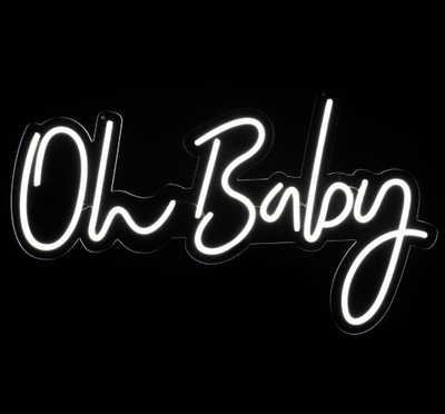 "Oh Baby" Neon Light Sign With Hanging Chain 26“ - White