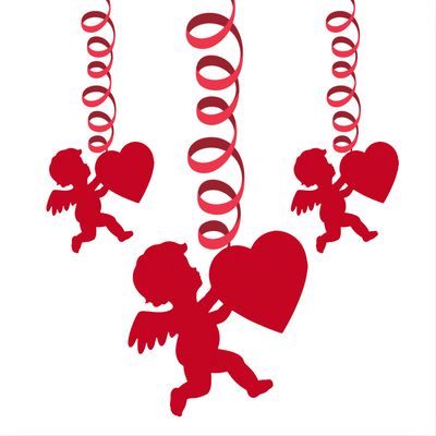 3 Figuras Colgantes de Cupido en Foil