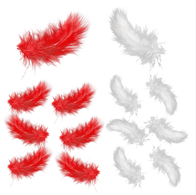 Plumas 6.75in - Rojas y Blancas (x35u)