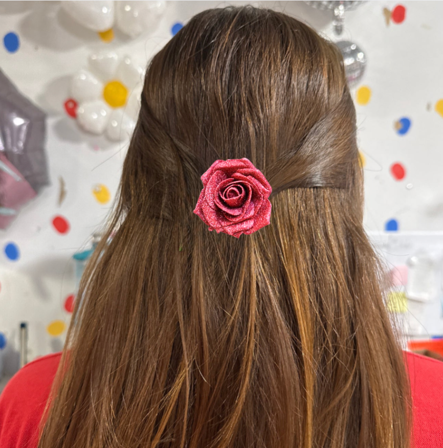 Clips con Rosas Brillantes – Rojo y Rosa (x4u)