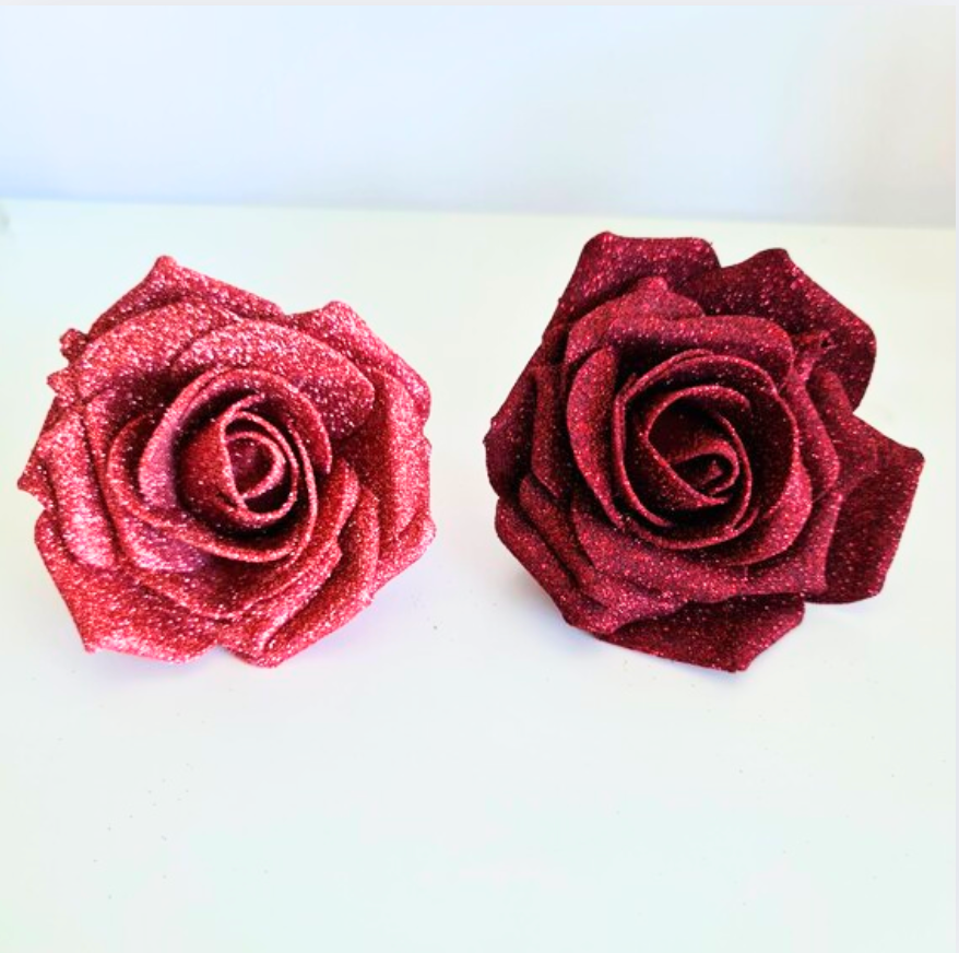 Clips con Rosas Brillantes – Rojo y Rosa (x4u)