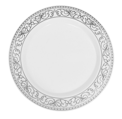 Deluxe Plate With Hot Stamping Edge 10" 20pc/pack - Silver