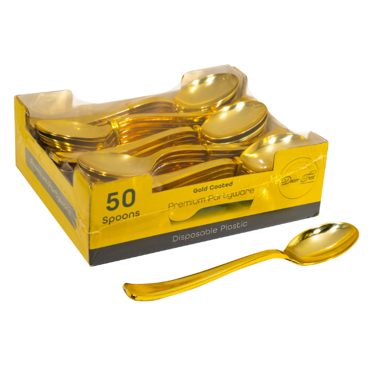 Plastic Spoons Set 50pc/pack - Gold