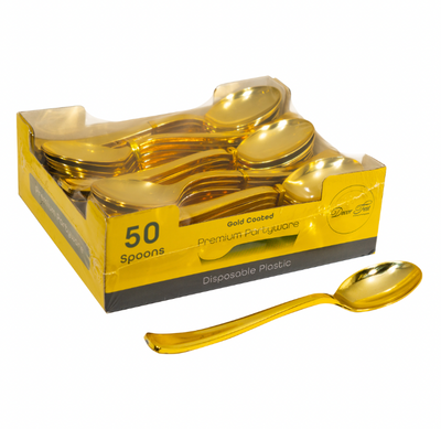 Plastic Spoons Set 50pc/pack - Gold