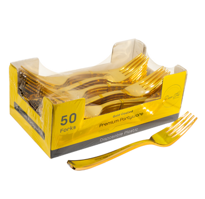 Plastic Forks Set 50pc/pack - Gold