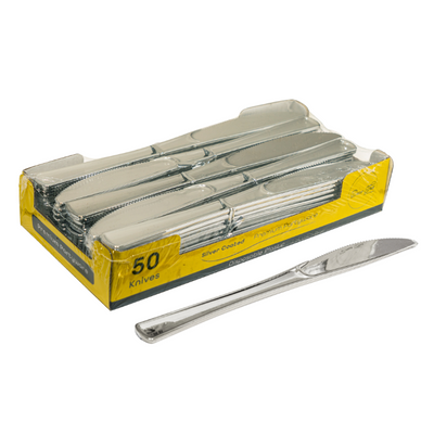 Plastic Knives Set 50pc/pack - Silver