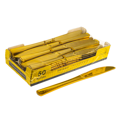 Plastic Knives Set 50pc/pack - Gold
