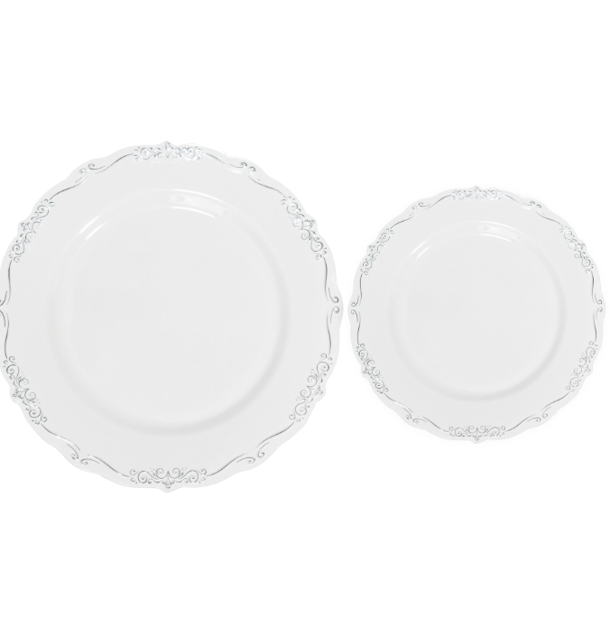 Disposable Deluxe Embossed Plate Set 40pc/set - Silver