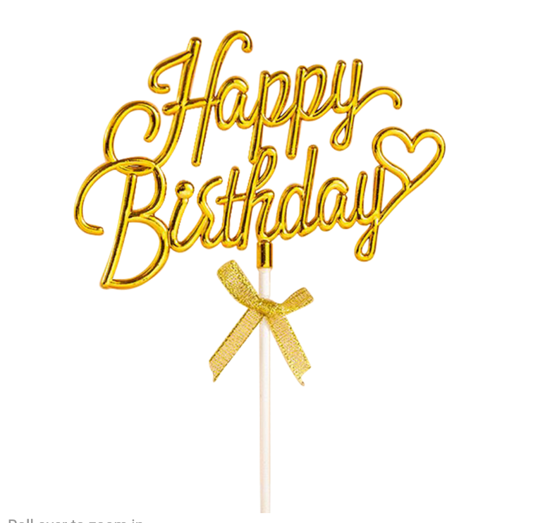 Plastic Cake Topper "HAPPY BIRTHDAY" - Gold