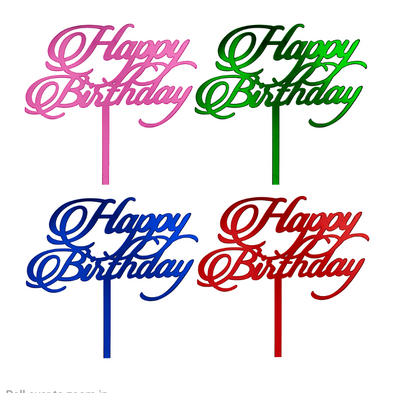 Acrylic Mirrored Cake Topper - Assorted