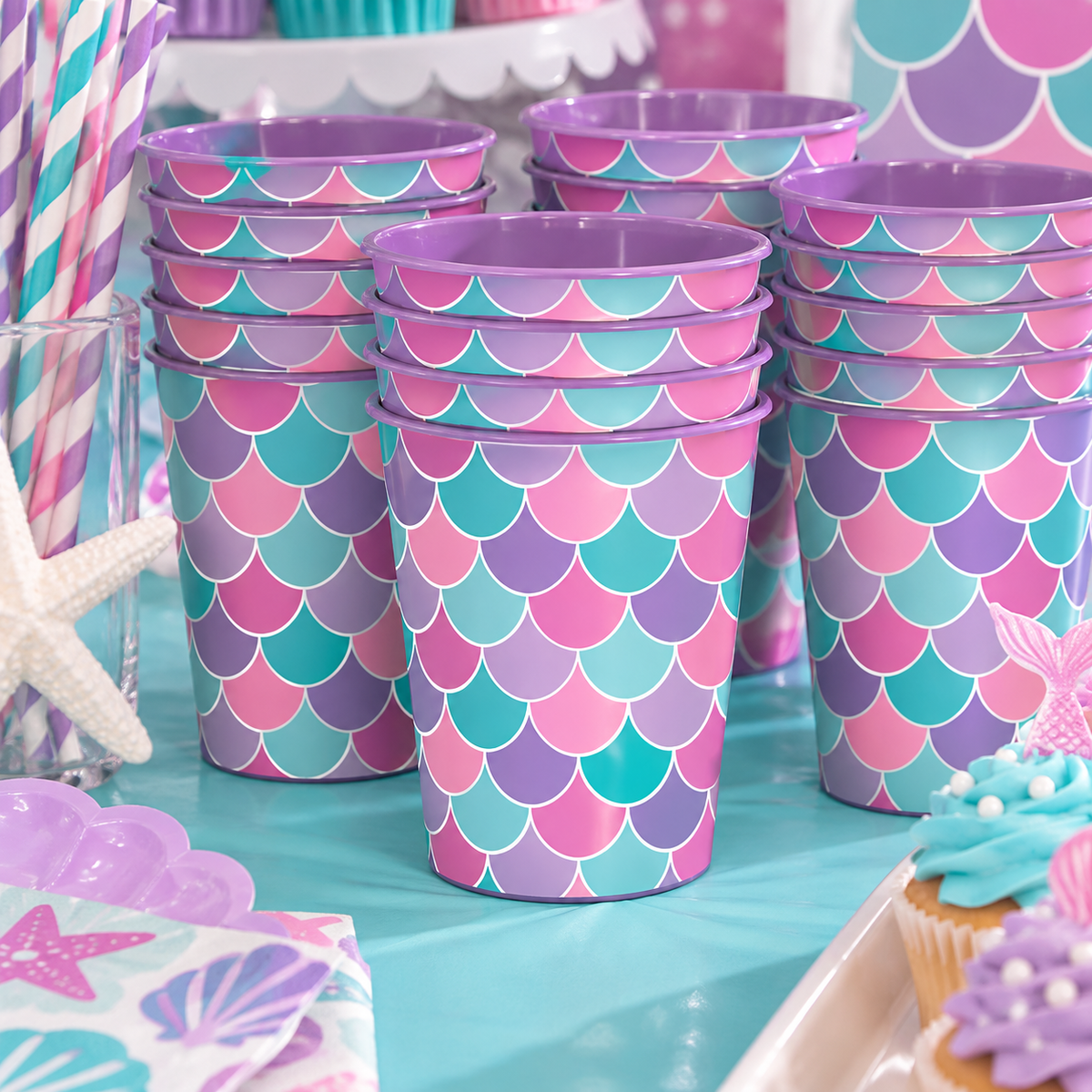 Shimmering Mermaid Plastic Cup 16oz (x4u)