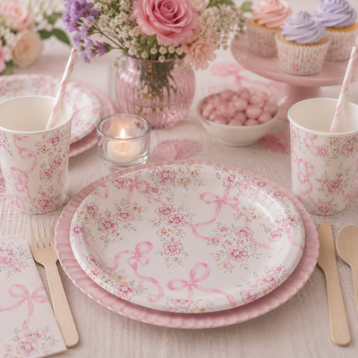 Ribbons and Roses 9" Fancy Plates (x8u)