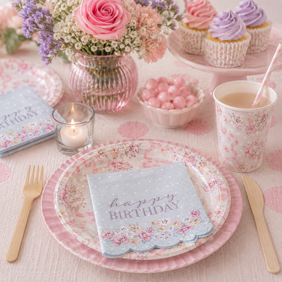 Ribbons and Roses Beverage Napkins (x16u)