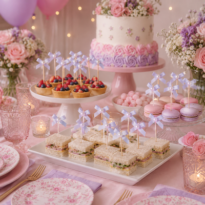 Dainty Bows Pearl Food Picks (x15u)
