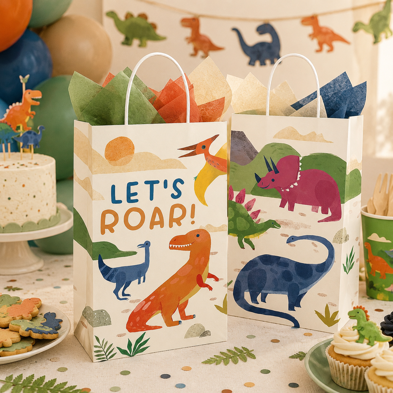 Diggin' Dinos Kraft Bags (x8u)