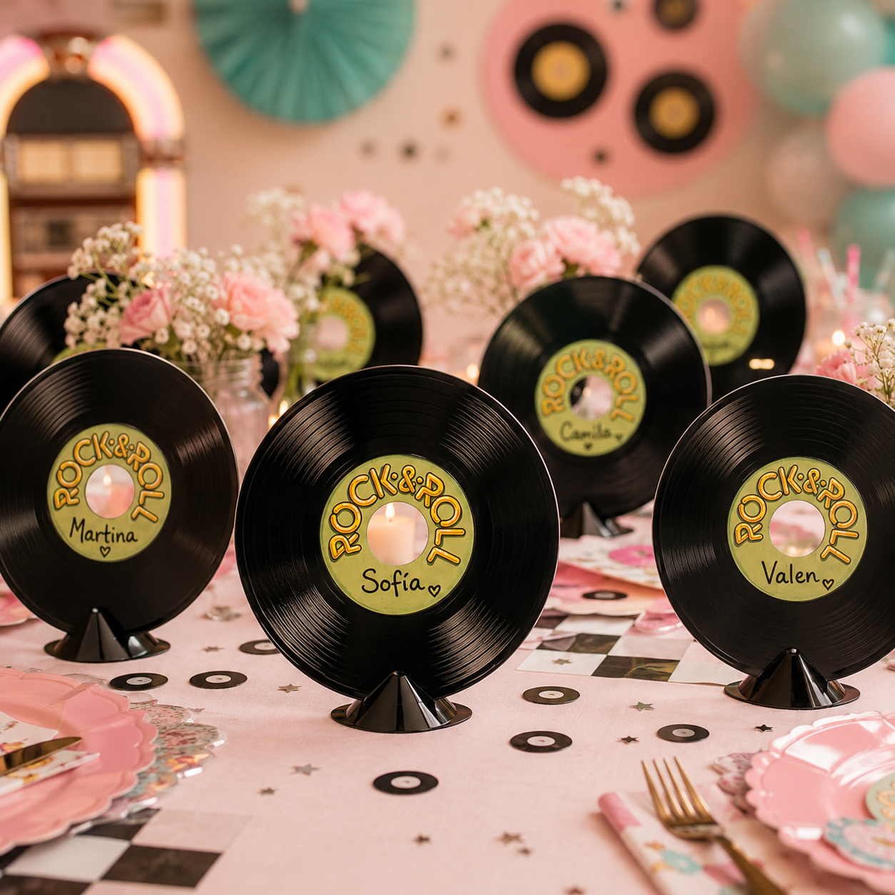 Personalize Retro Vintage Record Centerpiece 9" (x1u)