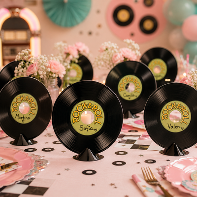 Personalize Retro Vintage Record Centerpiece 9" (x1u)