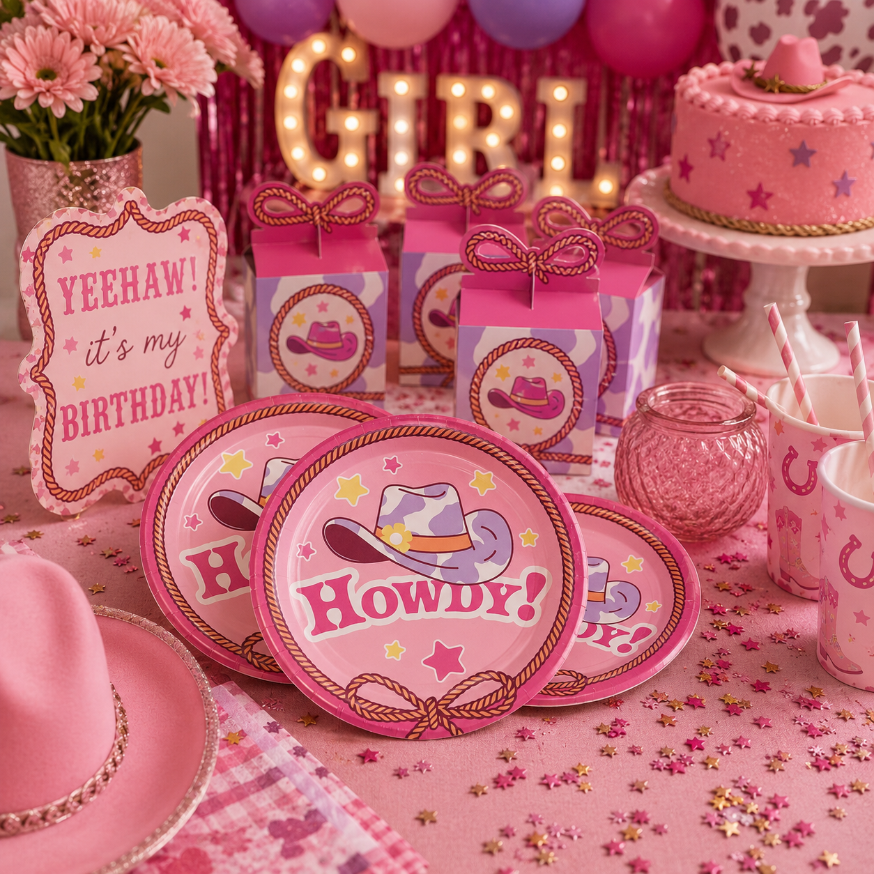 Disco Country Cowgirl Plates 7" (x8u)
