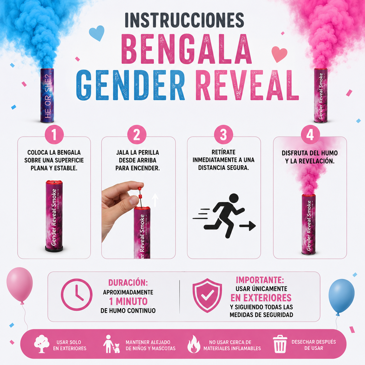 Bengala Smoke Gender Reveal Boy or Girl (x1u)