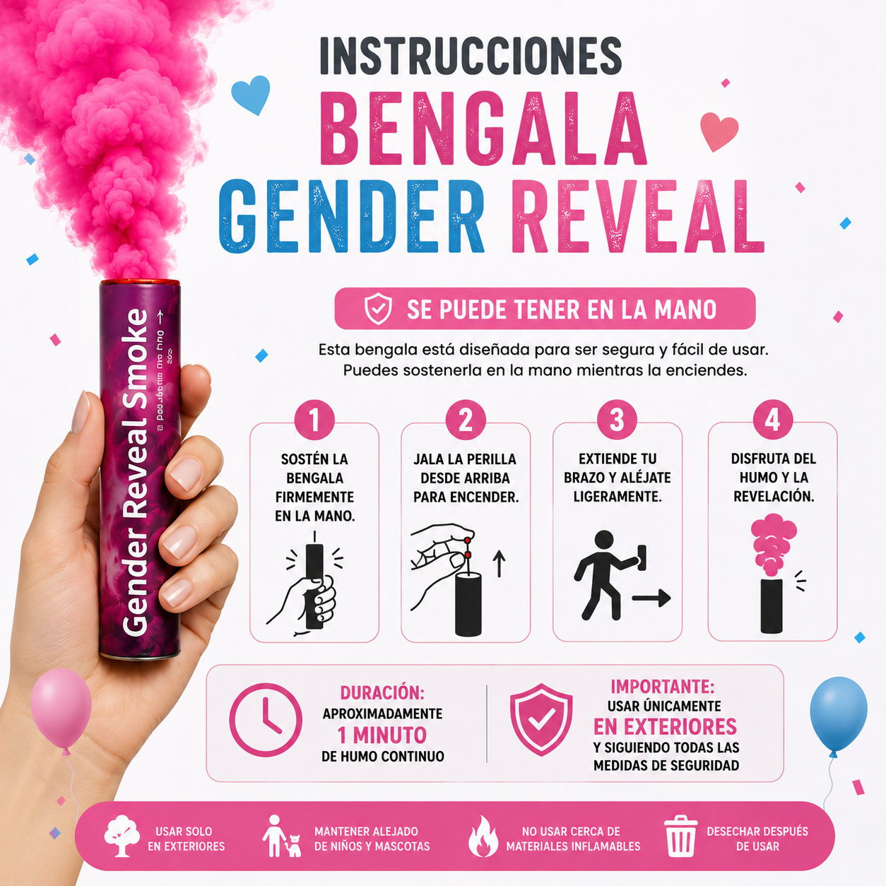 Bengala Smoke Gender Reveal Boy or Girl (x1u)