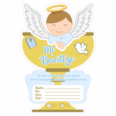 Invitaciones Mi Bautizo Niño (x6u)