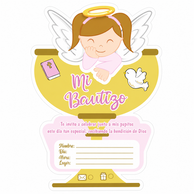 Invitaciones Mi Bautizo Niña (x6u)