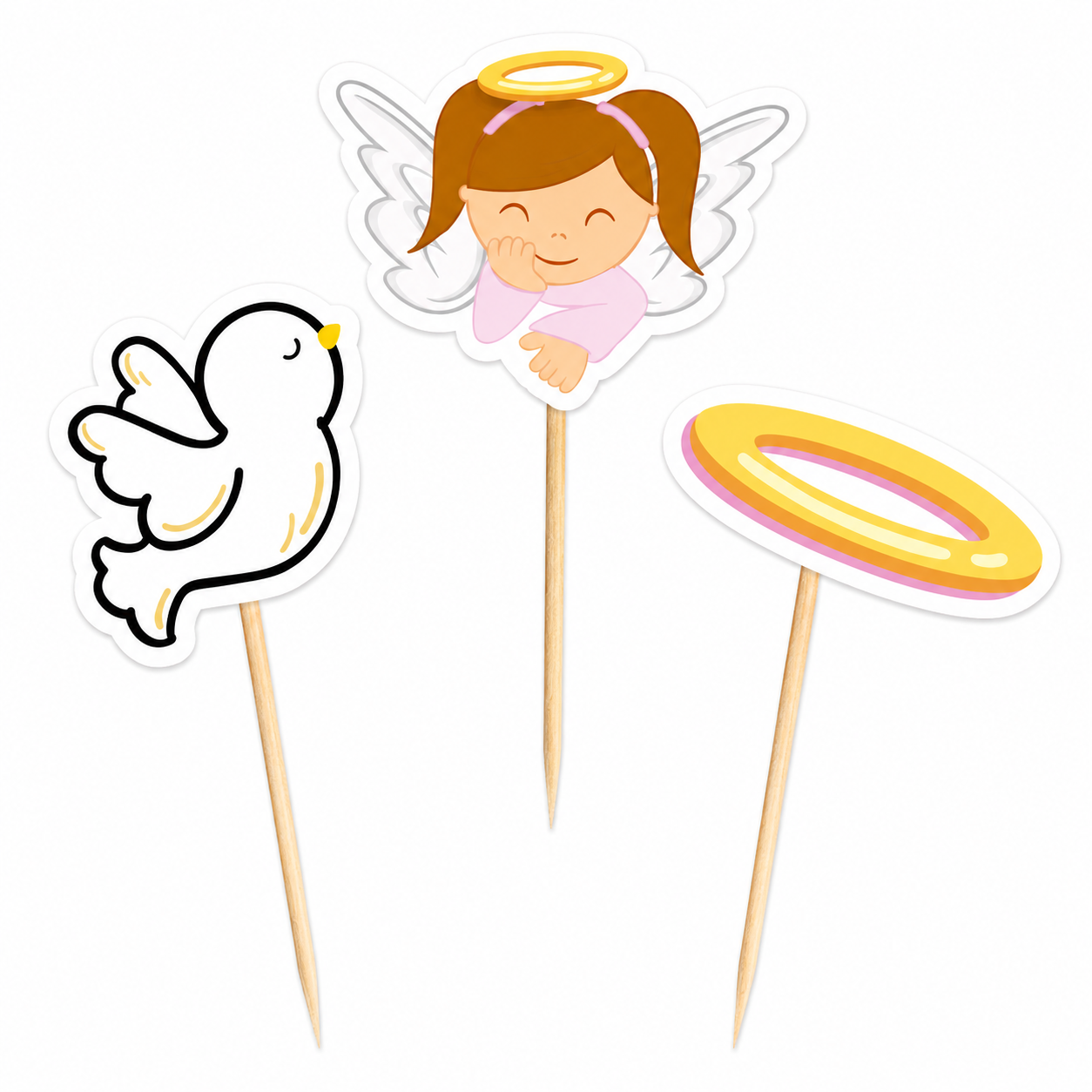 Palillos Decoradores Cupcake Mi Bautizo Niña (x12u)