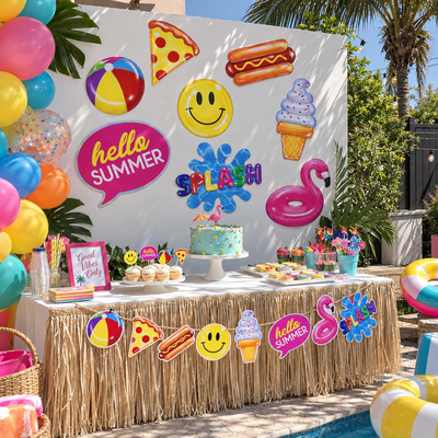 Cool Pool Party Photo Props Cutouts (x8u)