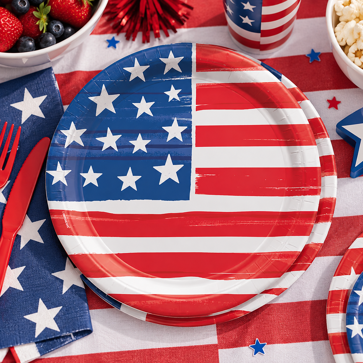 Patriotic USA Round Plates Paper (x8u)