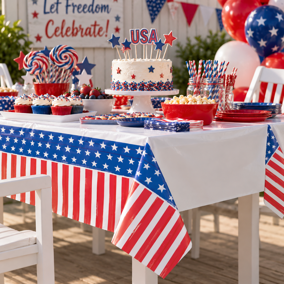 Patriotic USA Plastic Tablecover (x1u)