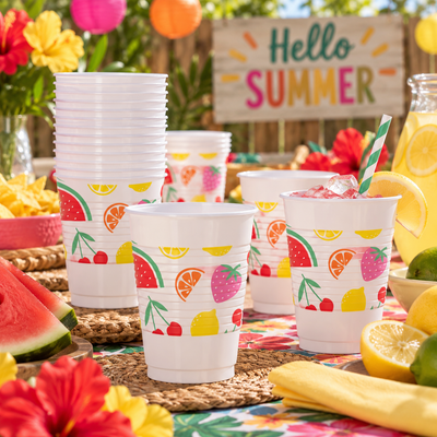 Summer Tutti Frutti Plastic Cups 18oz (x25u)