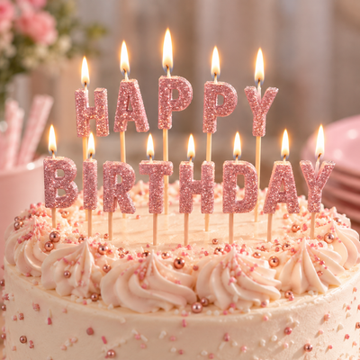 Happy Birthday Pink Blush Candles (x13u)
