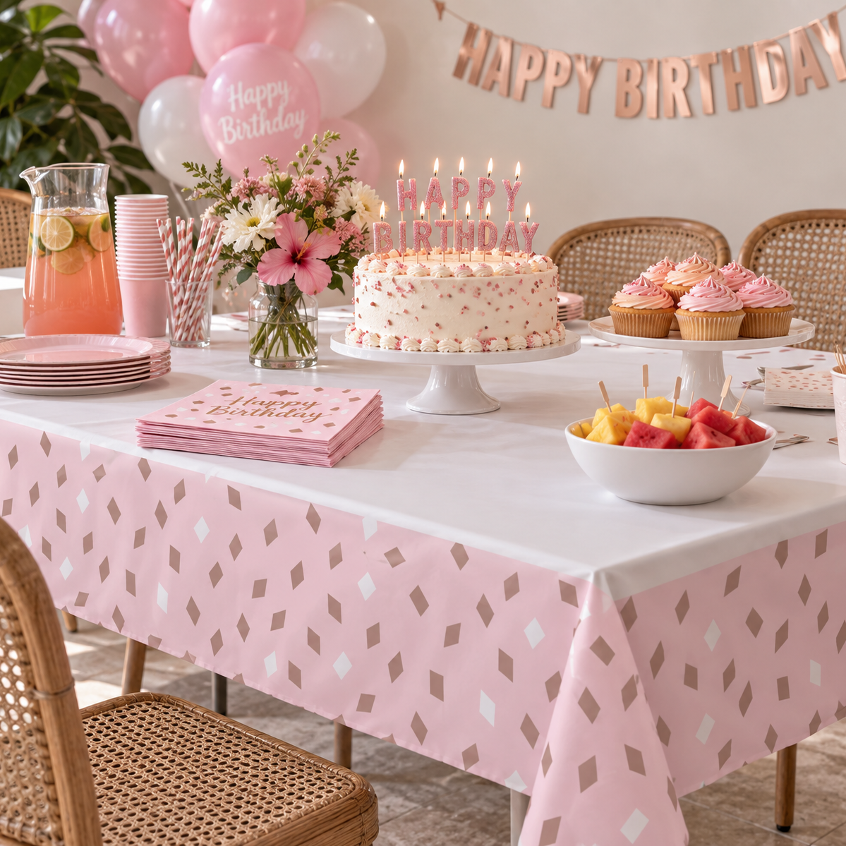 Blush Happy Birthday Mantel (x1u)