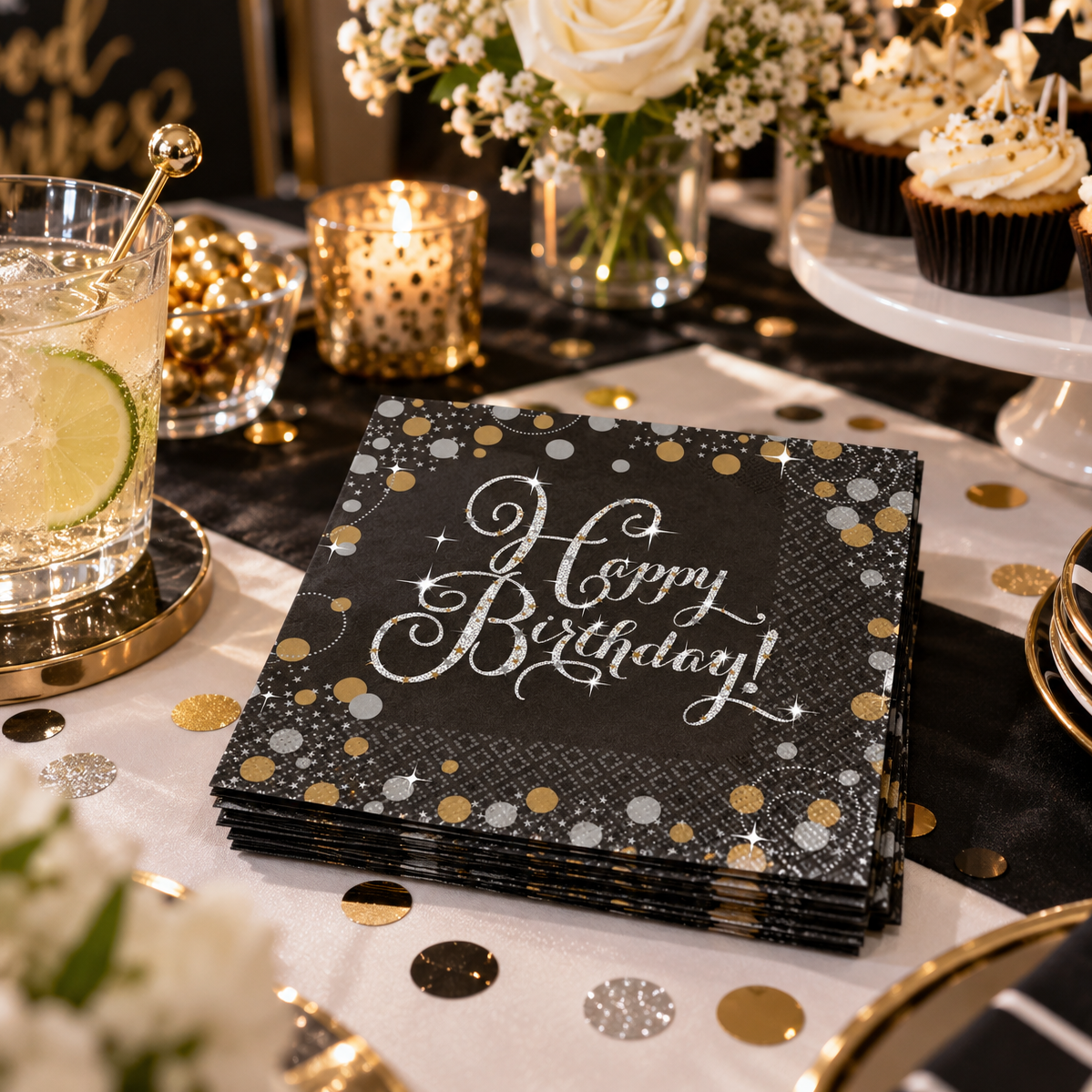 Beverage Napkins Sparkling Celebration (x16u)