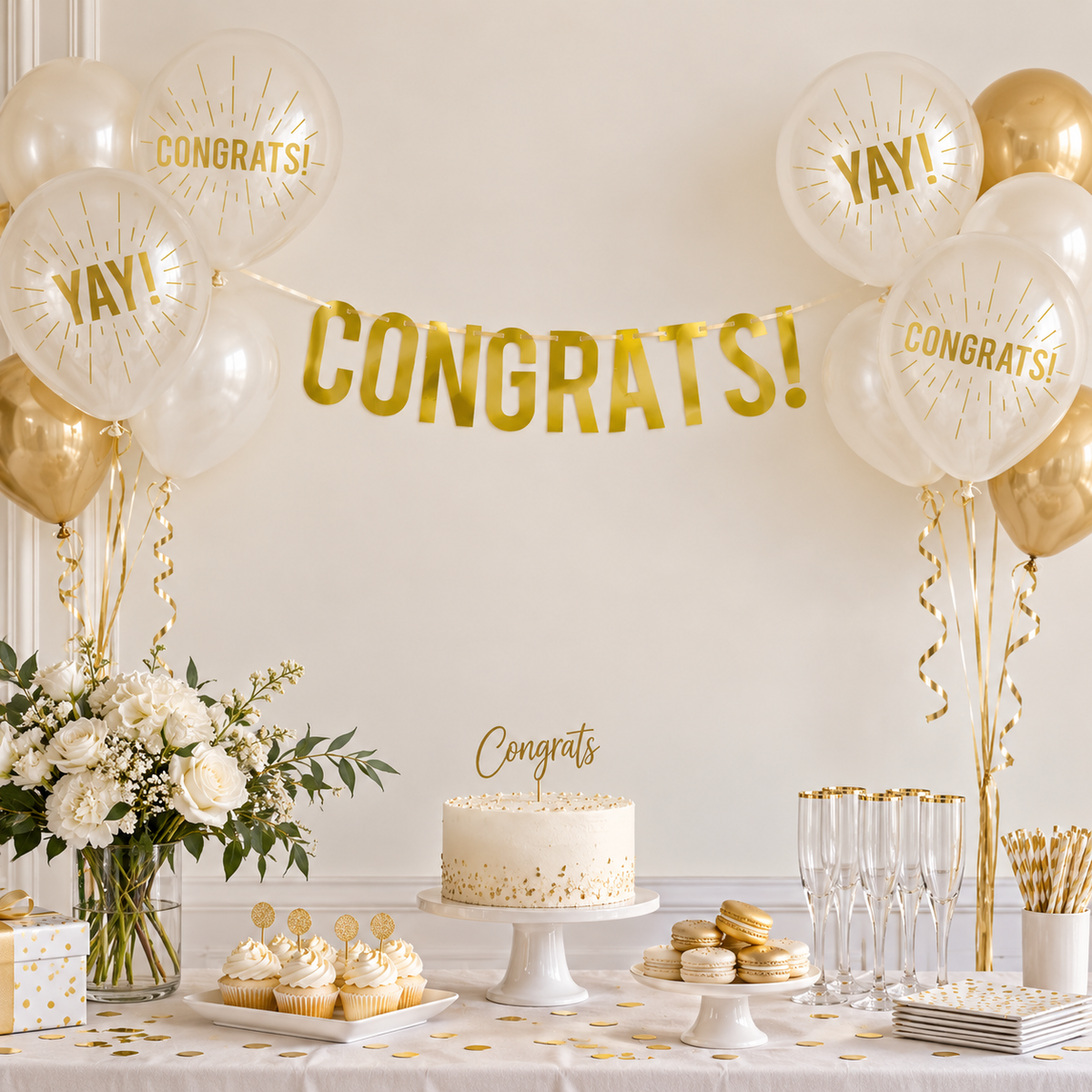 Congratulations Banner and Ballons (x1set)