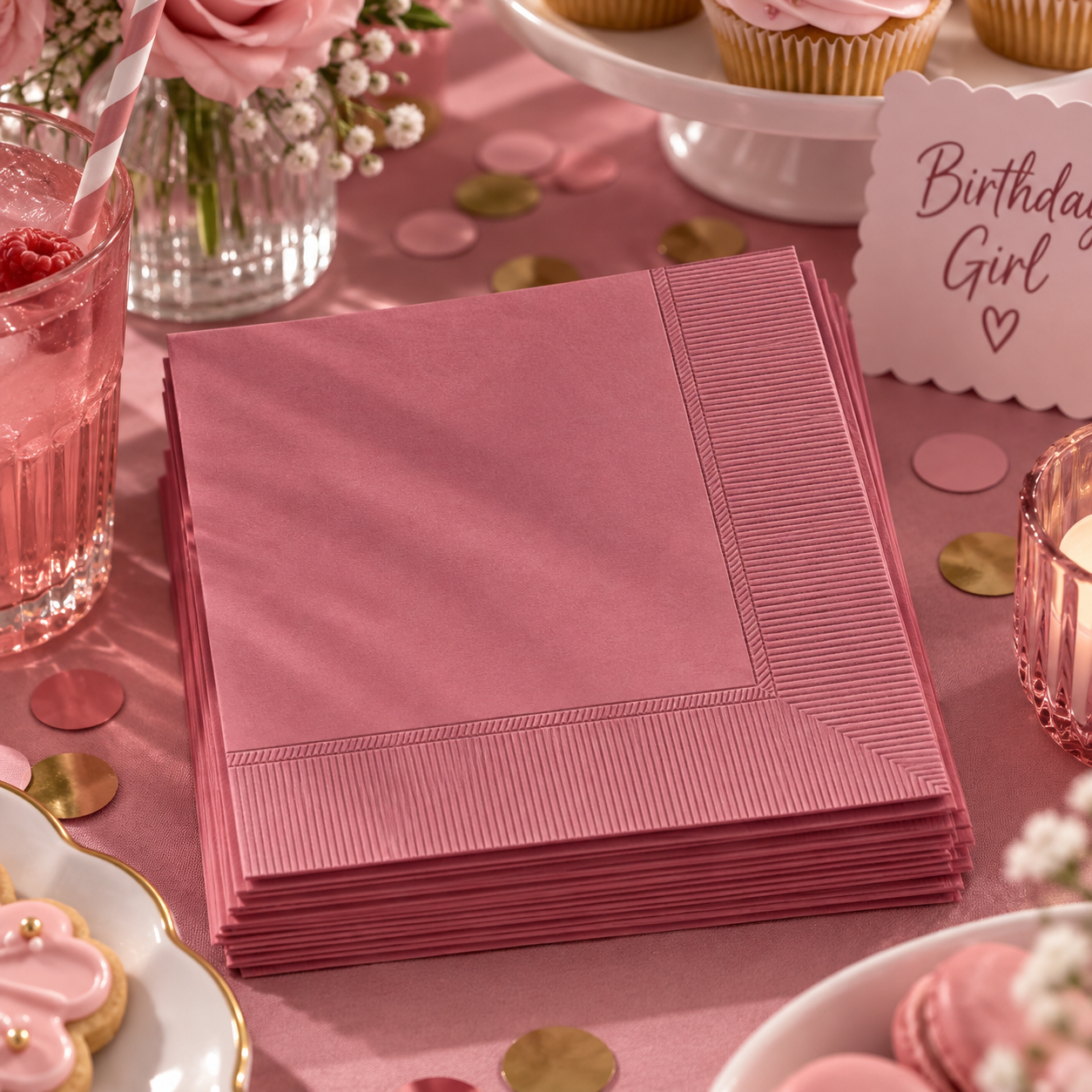 Beverage Napkins Mauve (x40u)